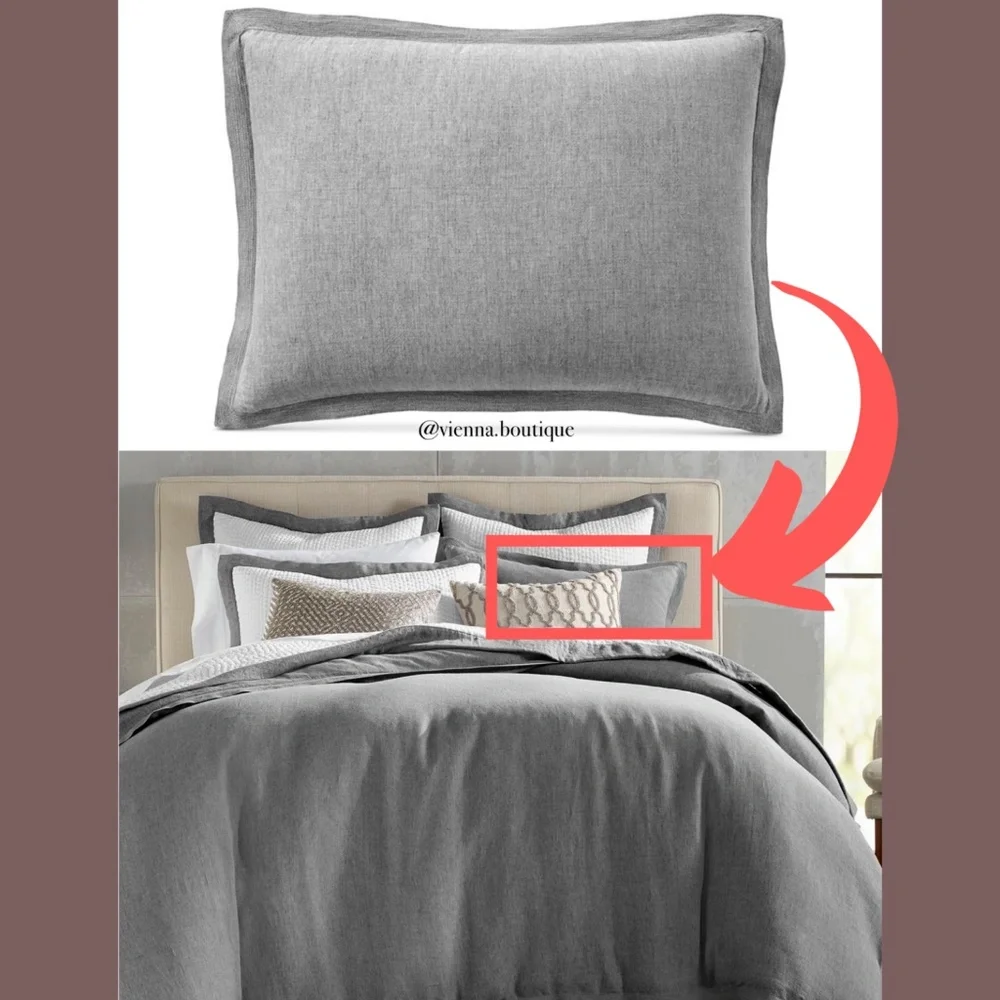 NIB Hotel Collection Linen (1) Standard‎ Sham Pillow Case in Grey